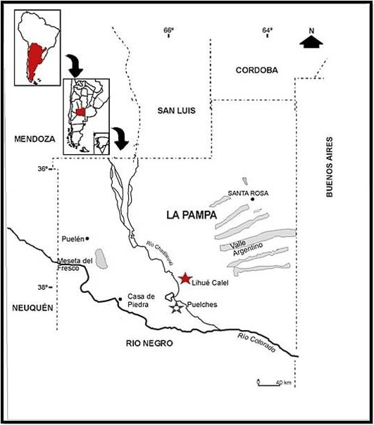 Ubicación del sitio Chenque I, Parque Nacional Lihué Calel (La Pampa, Argentina).