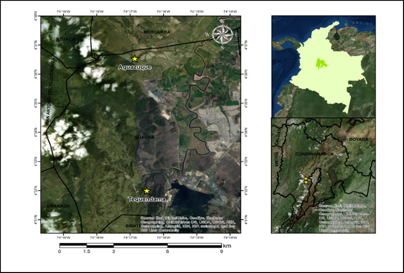 Mapa de ubicación de los sitios arqueológicos