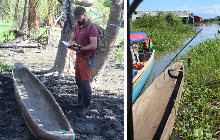 Canoa monóxila y canoa monóxila con modificaciones incluidas en el estudio tipológico en curso. Localizadas en la ribera del brazo de Mompox y en la Ciénaga Grande de Santa Marta, respectivamente.